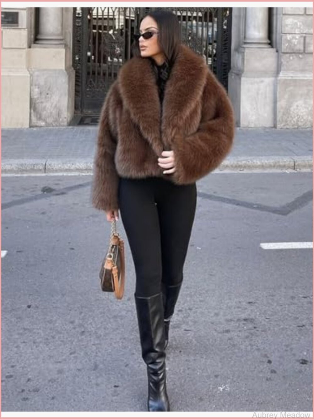 Fluffy Faux Fur Cropped Coat Long Sleeve Open Front Winter Jacket - Picture 3 of 7
